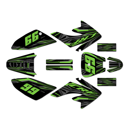 honda crf70 graphics kit all years prime series green-gray