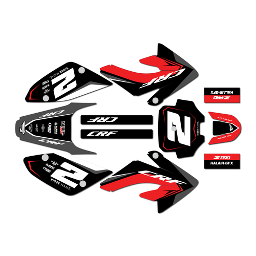 honda crf80 graphics kit 2011-2016 lightning series red