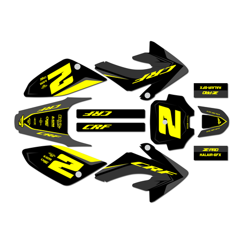 honda crf80 graphics kit 2011-2016 lightning series yellow