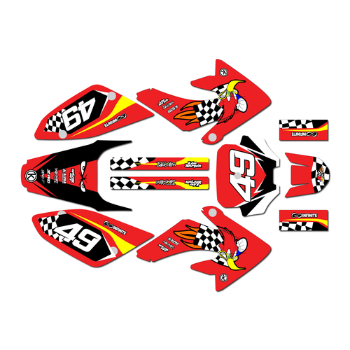 honda crf80 graphics kit 2004-2010 pecker series red