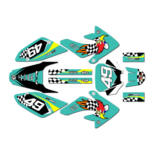 honda crf80 graphics kit 2011-2016 pecker series teal