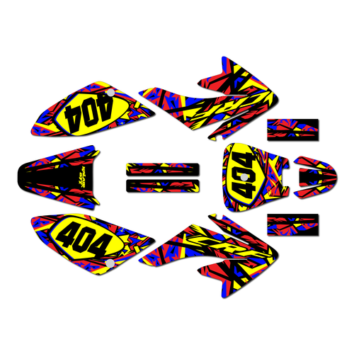 honda crf70 graphics kit all years shatter series yellow