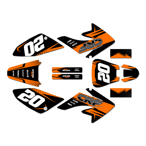 honda crf70 graphics kit all years spear series orange