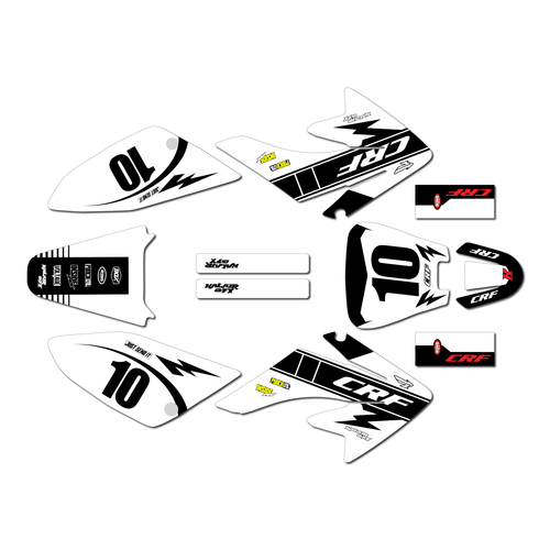 honda crf70 graphics kit all years speed series white