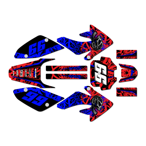 honda crf80 graphics kit 2011-2016 revolt series red-blue
