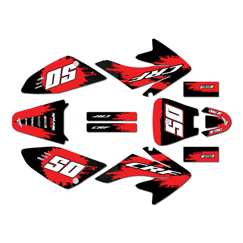 honda crf70 graphics kit all years splash series red