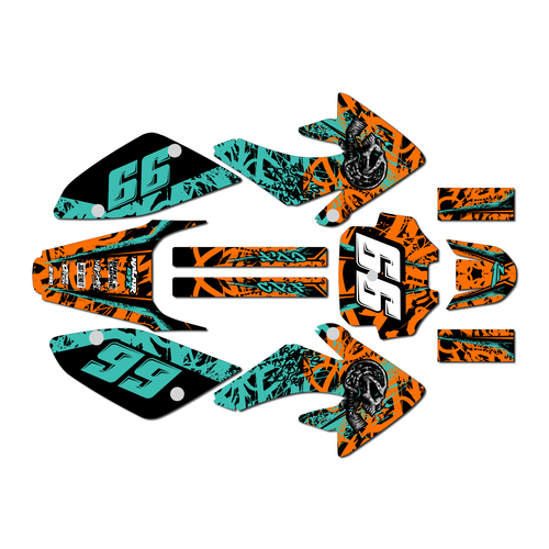 honda crf80 graphics kit 2004-2010 revolt series teal