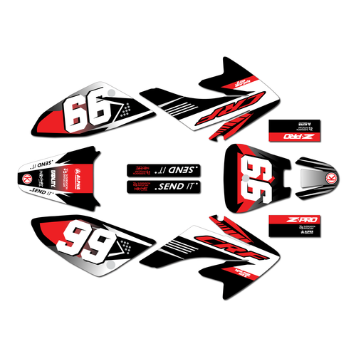 honda crf70 graphics kit all years turbo series red