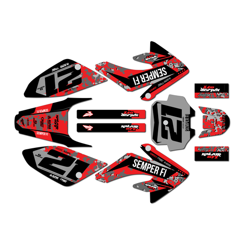 honda crf80 graphics kit 2011-2016 semperfi series red