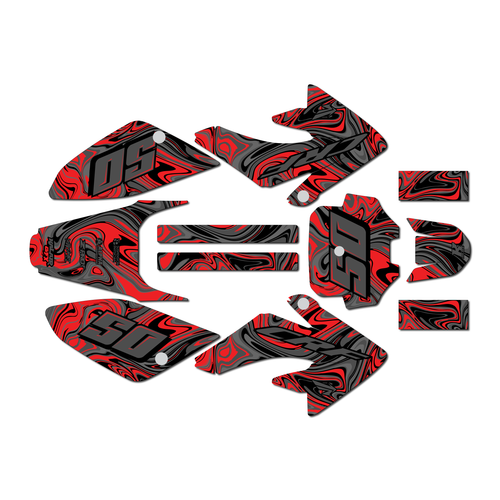 honda crf80 graphics kit 2004-2010 snagged series red-shift