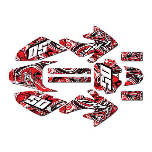 honda crf80 graphics kit 2004-2010 snagged series red