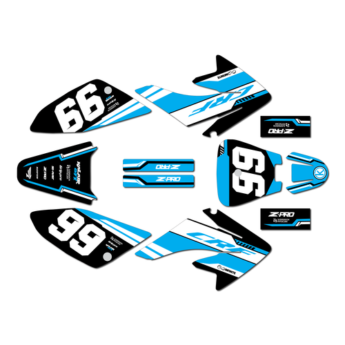 honda crf70 graphics kit all years viper series cyan