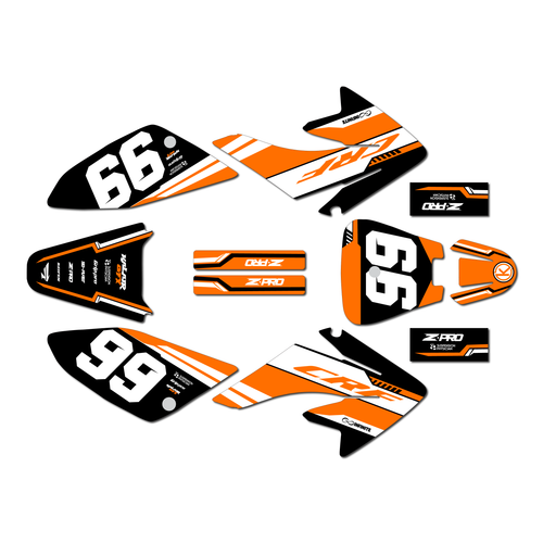 honda crf70 graphics kit all years viper series orange