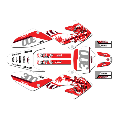 honda crf80 graphics kit 2004-2010 surfs series red