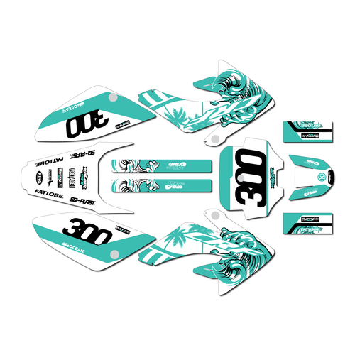 honda crf80 graphics kit 2004-2010 surfs series teal