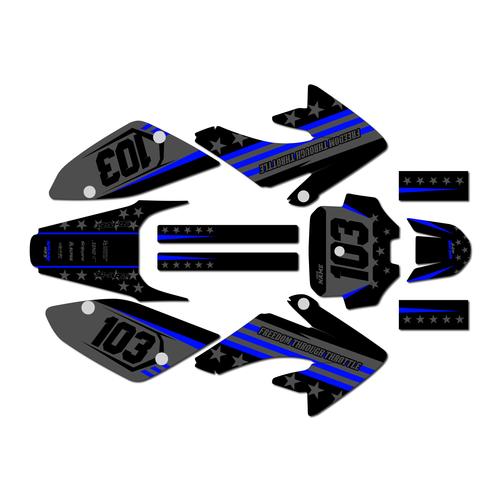 honda crf80 graphics kit 2011-2016 usa series blue-shift