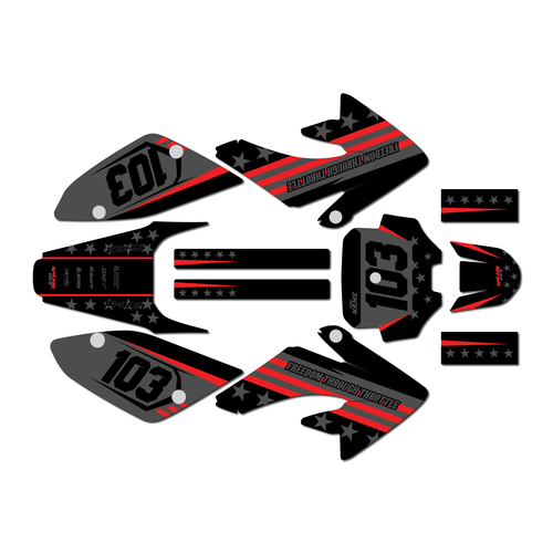 honda crf80 graphics kit 2004-2010 usa series red-shift