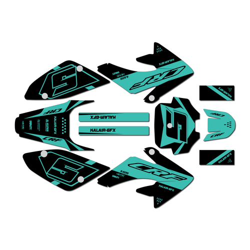 honda crf80 graphics kit 2004-2010 venom series teal-shift