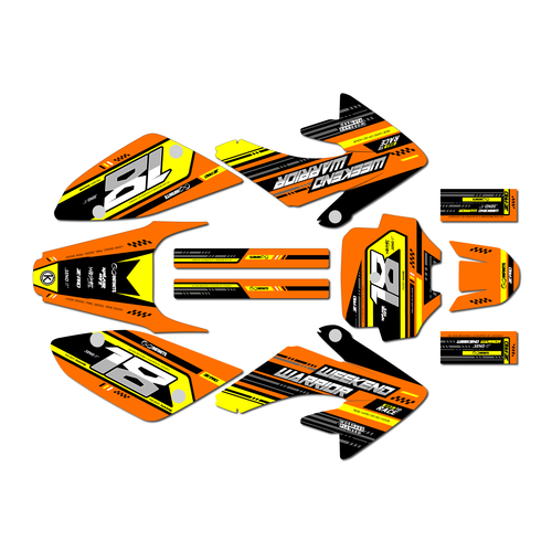 honda crf80 graphics kit 2011-2016 warrior series orange