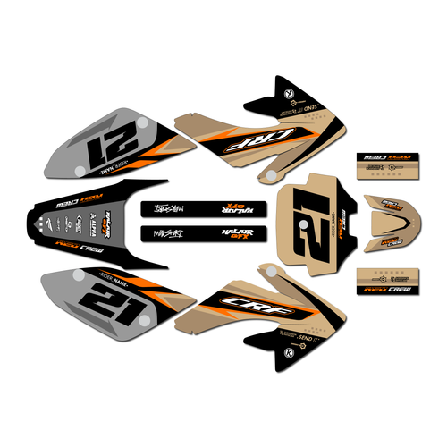 honda crf100 graphics kit 2011-2016 crew series tan