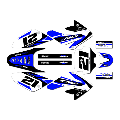 honda crf100 graphics kit 2011-2016 crew series blue