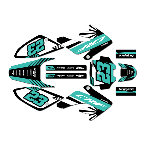 honda crf100 graphics kit 2011-2016 fh series teal