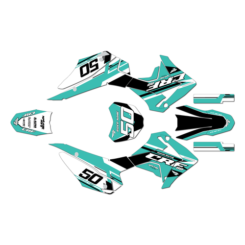 honda crf110f graphics kit 2013-2018 evo series teal