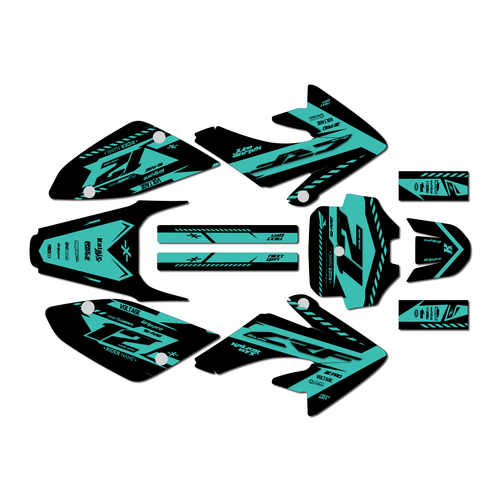 honda crf100 graphics kit 2011-2016 lethal series teal-shift