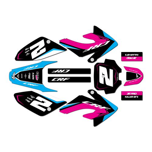 honda crf100 graphics kit 2004-2010 lightning series magenta