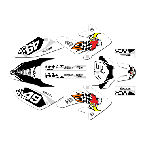honda crf100 graphics kit 2004-2010 pecker series white