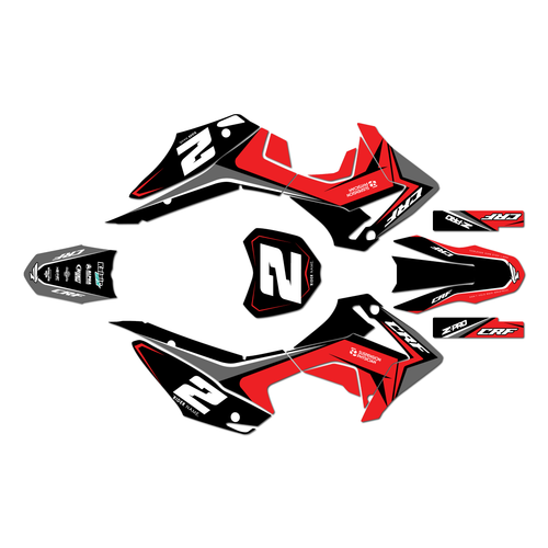 honda crf110f graphics kit 2013-2018 lightning series red