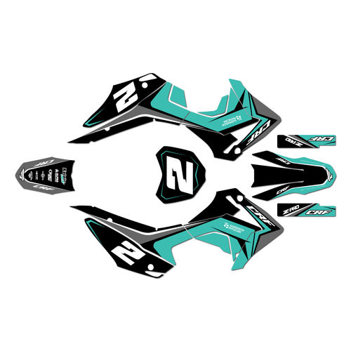 honda crf110f graphics kit 2013-2018 lightning series teal-shift
