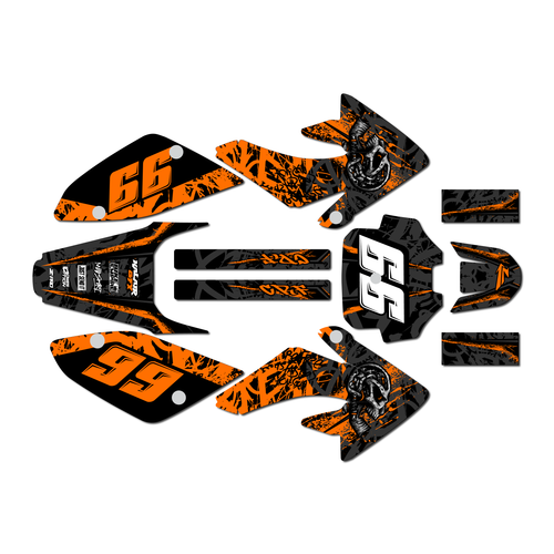 honda crf100 graphics kit 2011-2016 revolt series orange