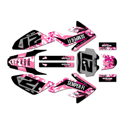 honda crf100 graphics kit 2004-2010 semperfi series pink
