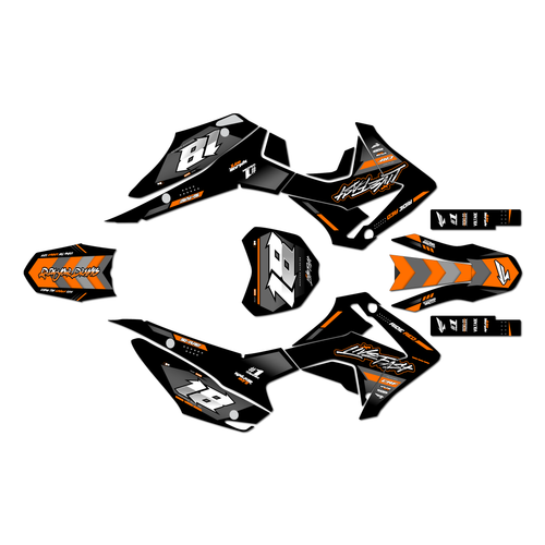 honda crf110f graphics kit 2013-2018 rebel series orange