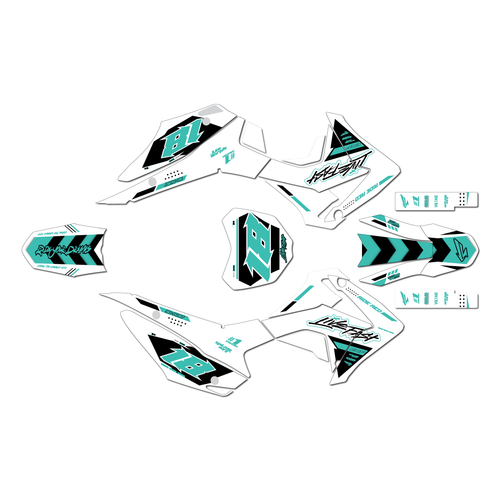 honda crf110f graphics kit 2013-2018 rebel series teal-shift