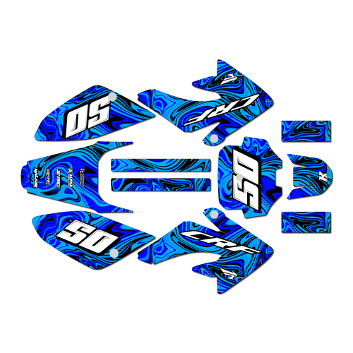 honda crf100 graphics kit 2011-2016 snagged series blue