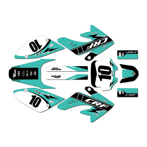 honda crf100 graphics kit 2011-2016 speed series teal