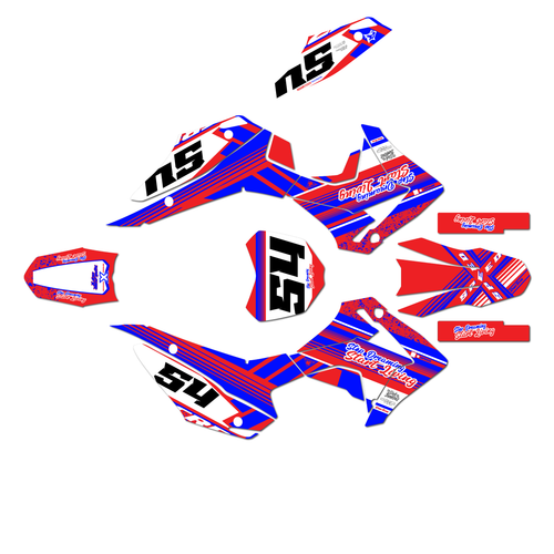 honda crf110f graphics kit 2013-2018 split series red-blue
