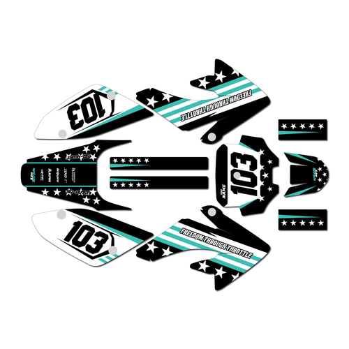 honda crf100 graphics kit 2004-2010 usa series teal