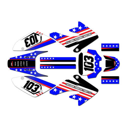 honda crf100 graphics kit 2011-2016 usa series blue