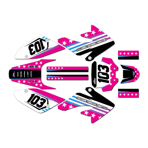 honda crf100 graphics kit 2011-2016 usa series magenta