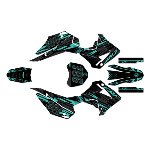 honda crf110f graphics kit 2013-2018 twitch series teal