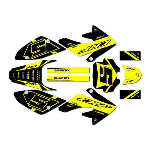 honda crf100 graphics kit 2011-2016 venom series yellow