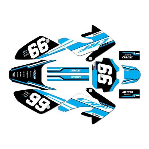 honda crf100 graphics kit 2004-2010 viper series cyan