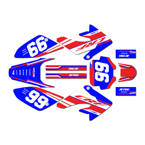honda crf100 graphics kit 2004-2010 viper series red-blue
