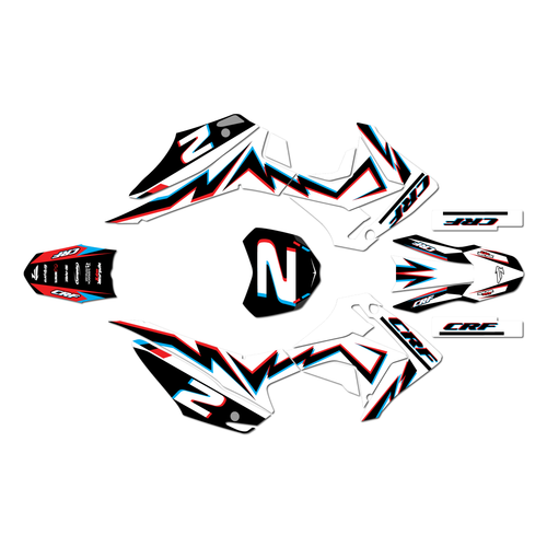 honda crf110f graphics kit 2013-2018 vision series white