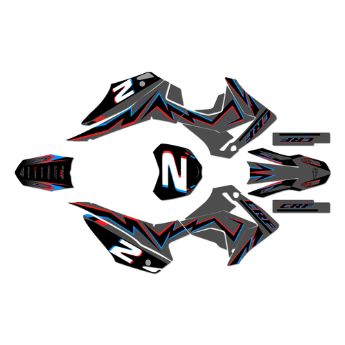 honda crf110f graphics kit 2013-2018 vision series grey