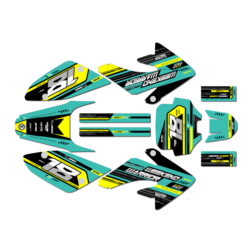 honda crf100 graphics kit 2011-2016 warrior series teal