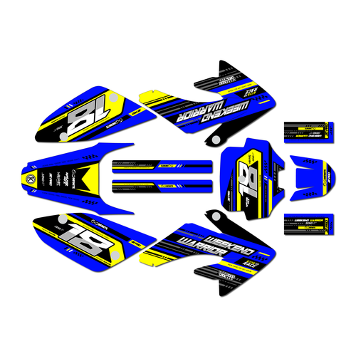 honda crf100 graphics kit 2004-2010 warrior series blue